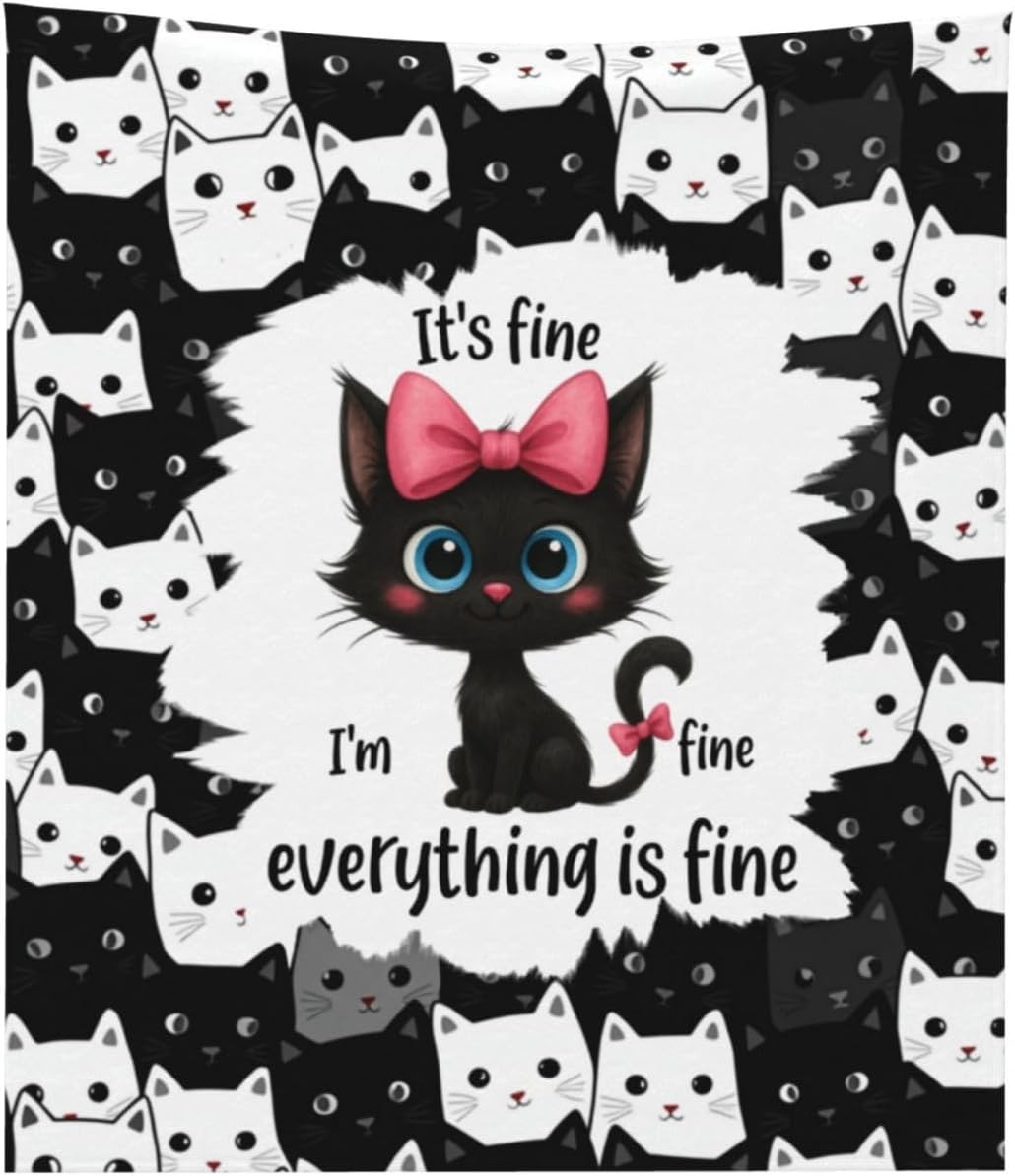 Cats Throw Blanket Cat Gifts for Women Soft Cozy Flannel Blankets for Home Decor Couch Bed Sofa for Birthday Christmas Cat Lover Mom 80‘’x60''
