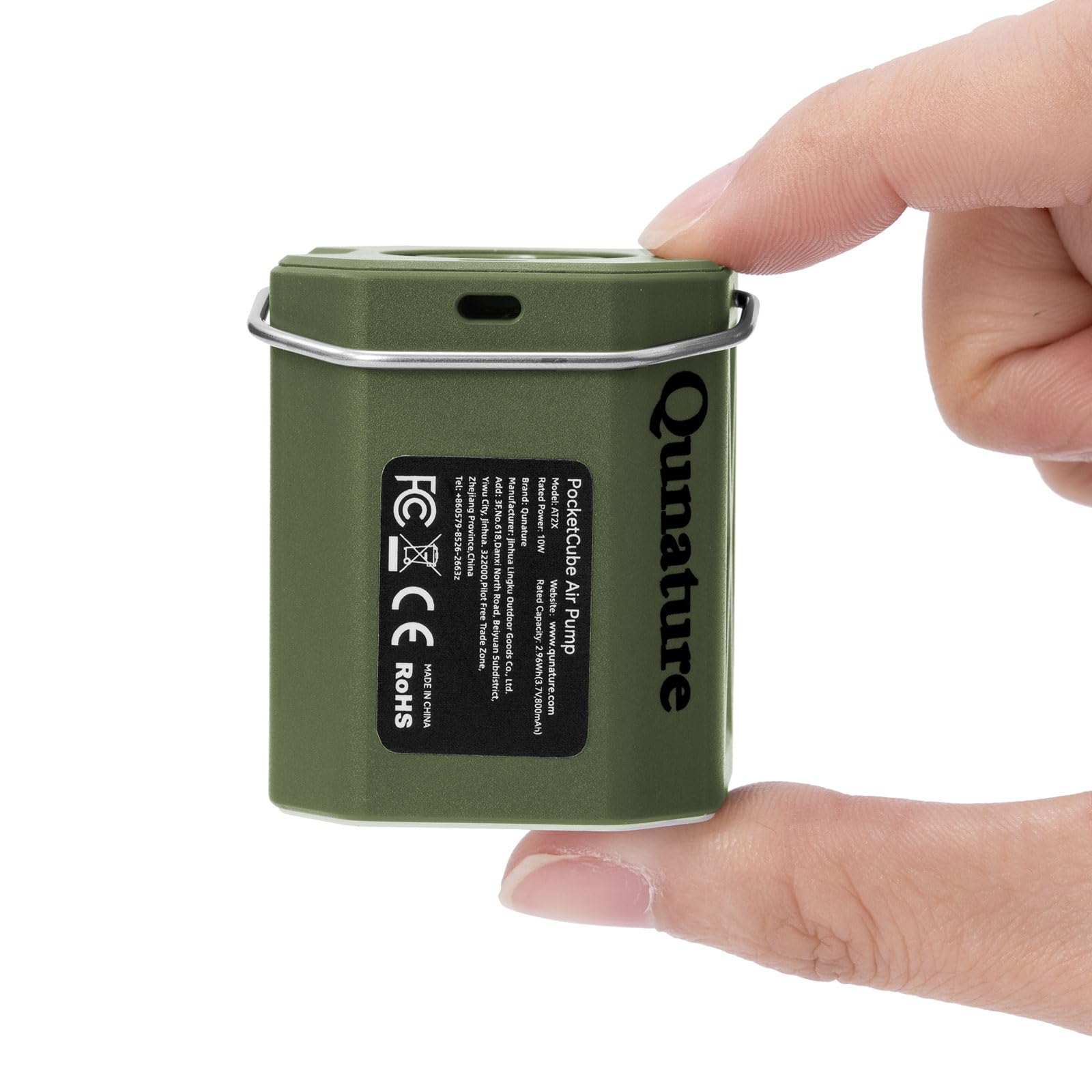 Qunature Mini Air Pump, 4.2kPa 300L/min Air Flow, 45g Ultralight with USB Fast Charging, 3 Mode Lighting, Portable Electric Air Pump with 5 Nozzles for Air Mattress, Swimming Ring, Camping, Green