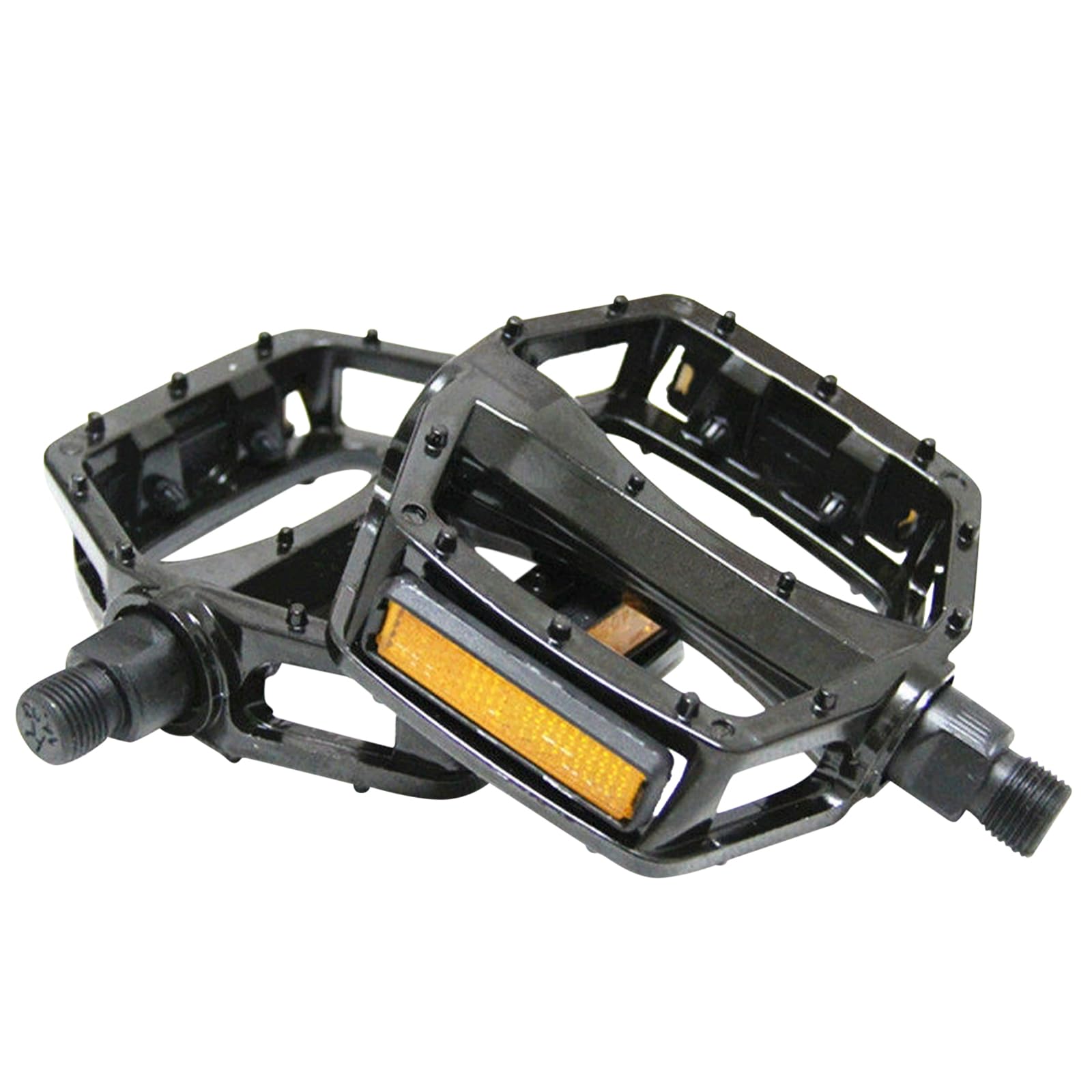 自転車 ペダル 2個セット 軽量 アルミ合金 フラットペダル ロードバイク/クロスバイク/MTB マウンテンバイクなど用 リフレクター付
