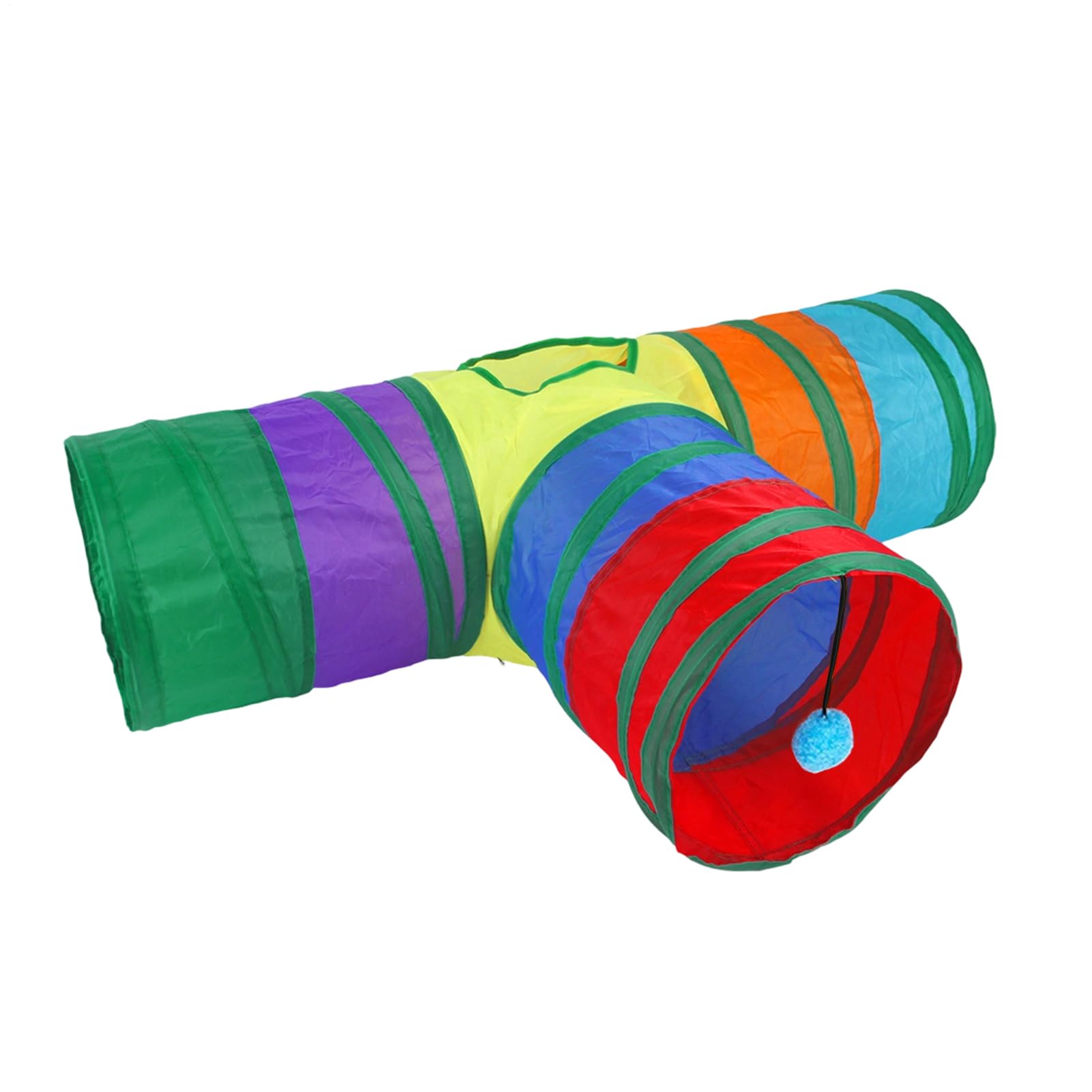 Yulokdwi Cat Play Tunnel,3 Way Foldable with Peephole | T-Shaped Cat Tunnel Toy Tube - for Kitten Bunny Puppy Small Dog Pet Animal Indoor Play Exercise Enrichment Physical Mental Stimulation Boredom