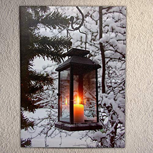 Banberry Designs 2501 Winter Lantern Lighted Canvas Wall Art thumb #3