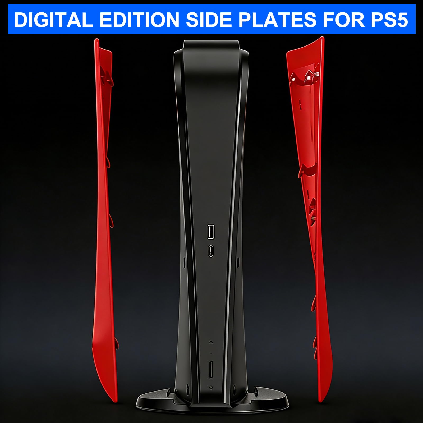 ArVin - Cover di ricambio per PS5, per console PS5, ABS antigraffio, antipolvere, accessori per Playstation 5, console di gioco edizione digitale (rosso)