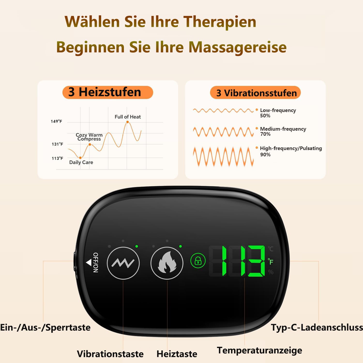 Wärmegürtel Rücken, 152 cm Heizgürtel mit Massagemoden und Wärmestufen, Heizkissen Kabellos mit 5000mAh Akku, Rückenwärmer Massagegürtel Abschaltautomatik zur Linderung von Rücken und Lendenschmerzen