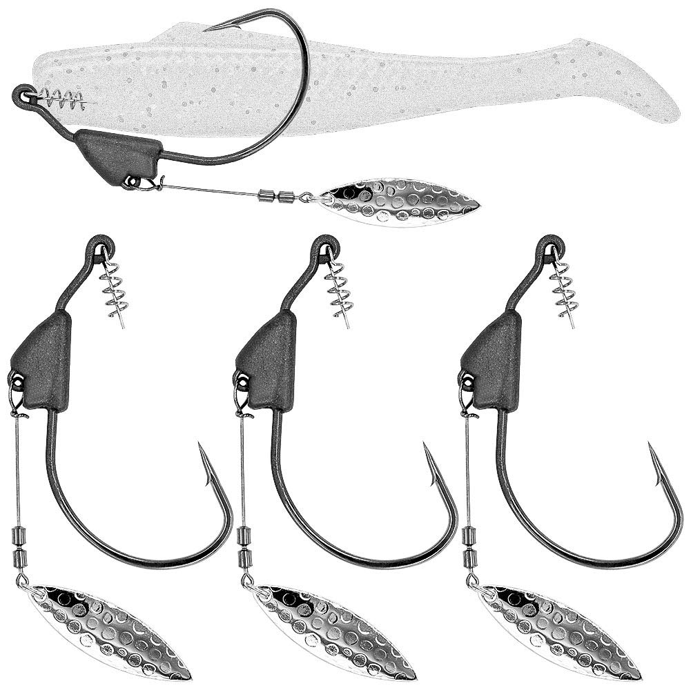 XFISHMAN Underspin-Jig-Heads-Swimbait-Hooks-with-Spinner Blades Weighted Fishing Hooks 6 Pack