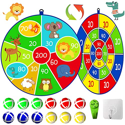 Lbsel Kinder-Gartenspiele,Dartscheiben-Set,Spielzeug,Sport,doppelseitig,mit klebrigen Bällen,für drinnen und draußen,Partyspiele,Spielzeug, Geschenke für 3+ Jahre, Jungen, Mädchen und Erwachsene