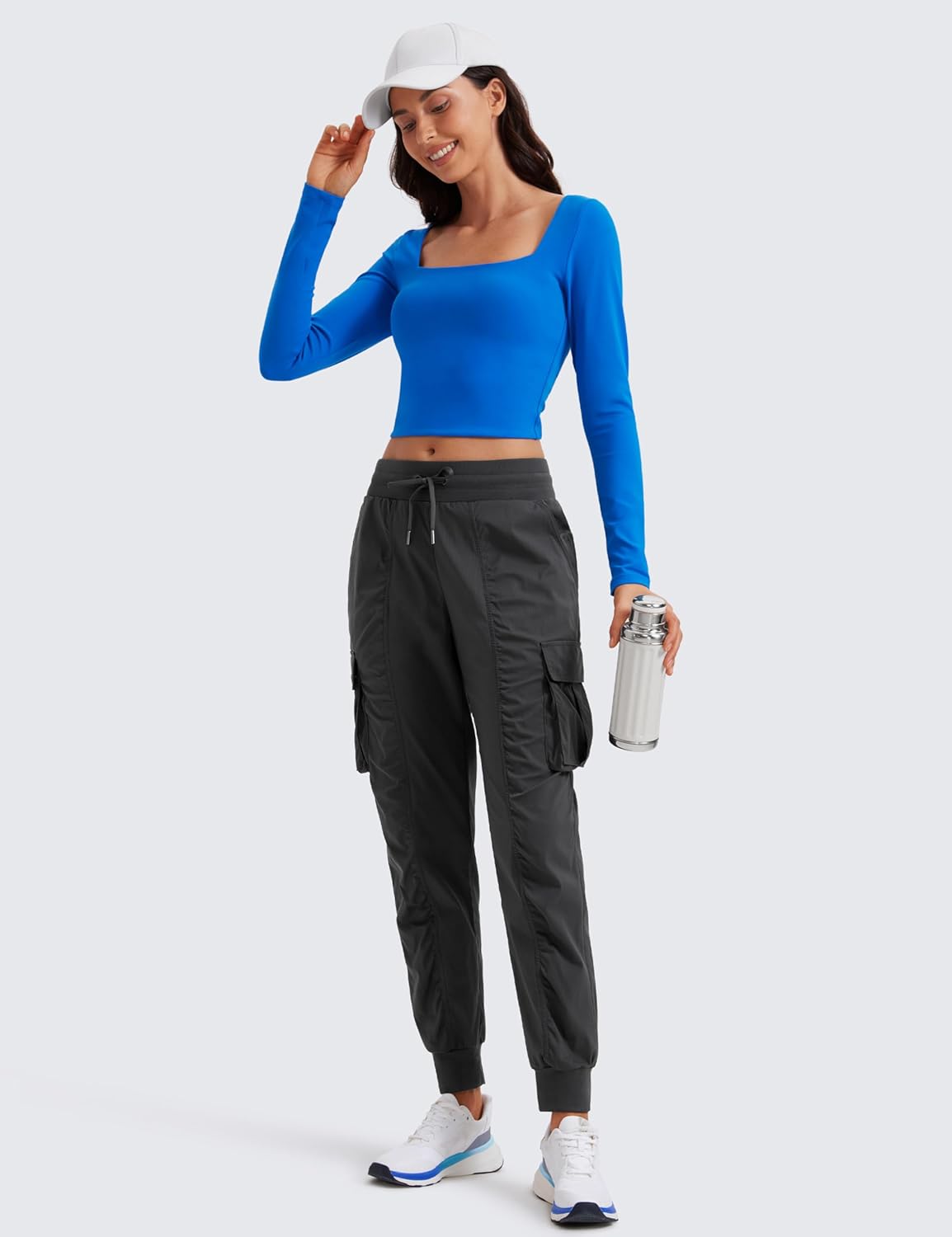 CRZ YOGA Cargo Joggers for Women Lightweight Ruched Workout Casual Travel Athletic Hiking Pants with Pockets - Image 4