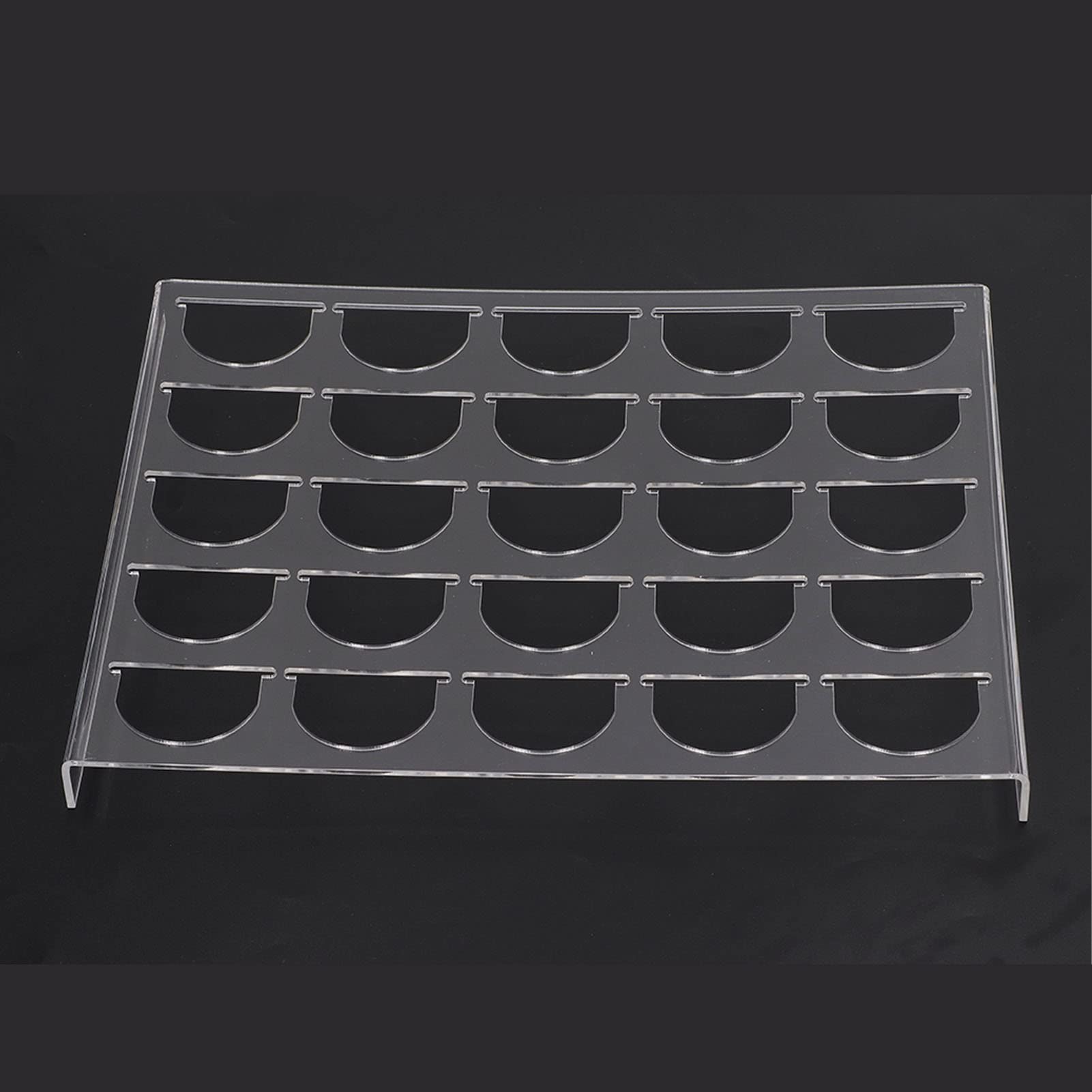 Soporte transparente para cápsulas de café con diseño de ahorro de espacio para 25 cápsulas, base resistente a los arañazos, dispensador de cápsulas de café de plástico.