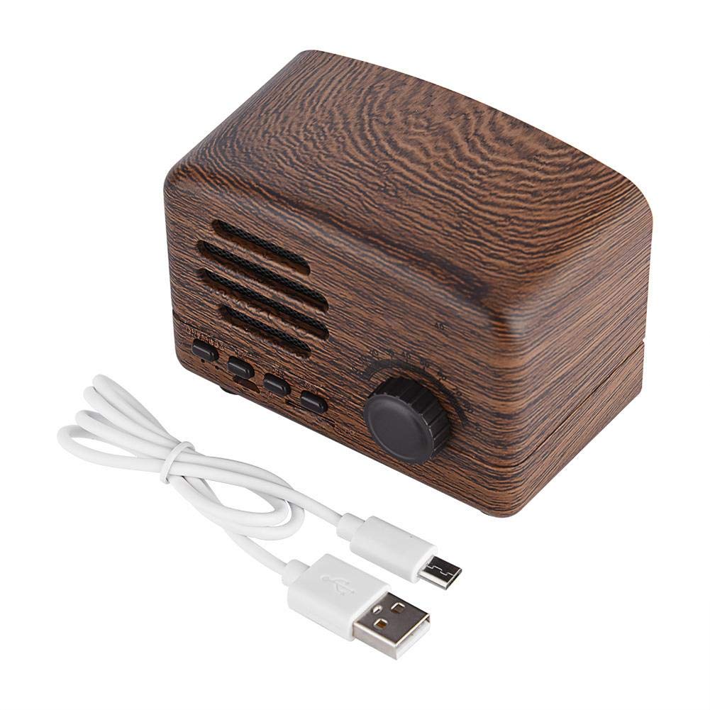 AMONIDA Portable Retro Bluetooth Speaker Wood Desktop FM Radio Bass Stereo Mic USB Memory Card Support Perfect for Home Dorm Room Kitchen Bathroom Car Parties(Wood)
