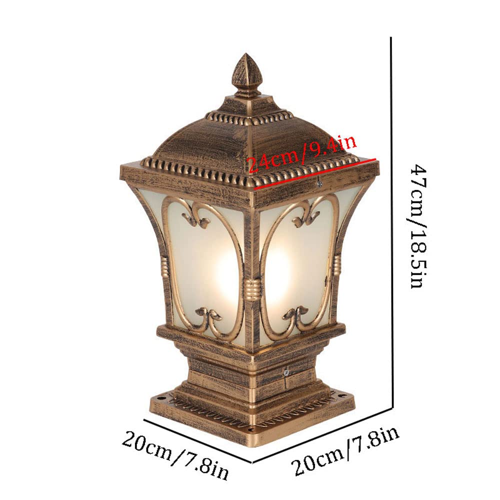 CHENKUI Zewnętrzna Lampa Na Słupku Mosiądz Vintage Post Head Light Szklany Klosz Lampy Ogrodowej Na Zewnątrz IP54 Z Oprawą Oświetleniową Do Mocowania Na Molo Patio Ogród Willa Ogrodzenie