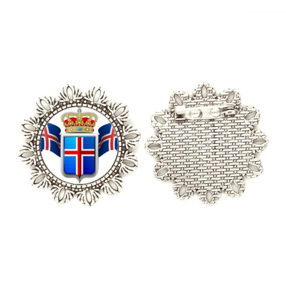 Broche de plata emblema de Islandia joya floral mediana 4