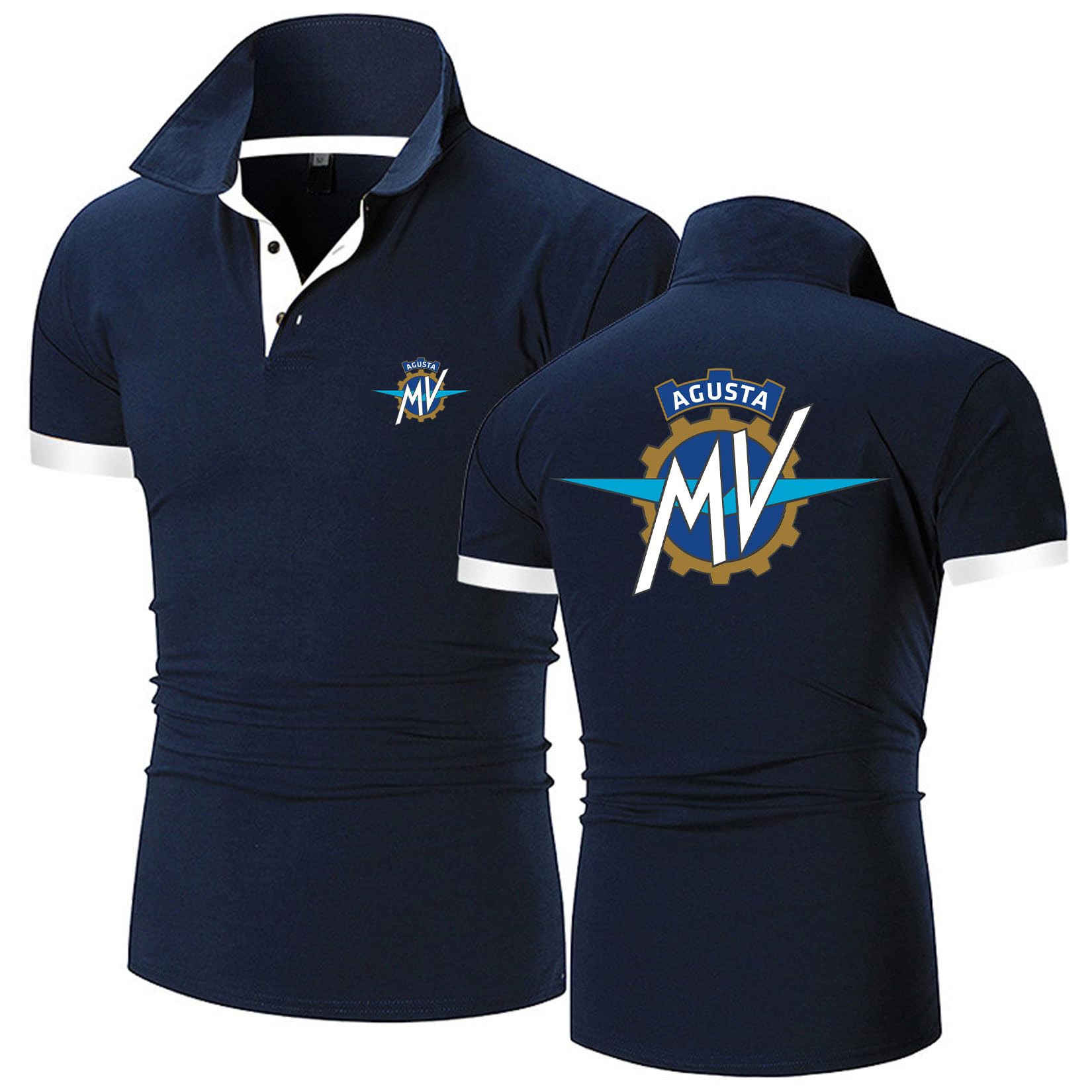 MODRYER Mens Polo Shirts Quick Dry Short Sleeve For MV Agusta Golf Short Sleeve Moisture Wicking Breathable T-Shirt Casual Athletic Tees,Blue-XL