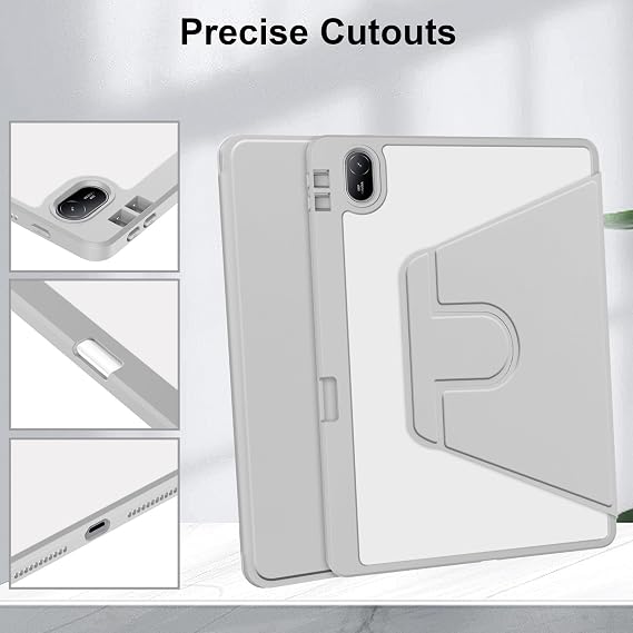 Rotating Case for Huawei MatePad SE 11 Inch Grey | with Pencil Holder, 360° Rotation Stand Shockproof Clear Back Cover, Auto Wake/Sleep