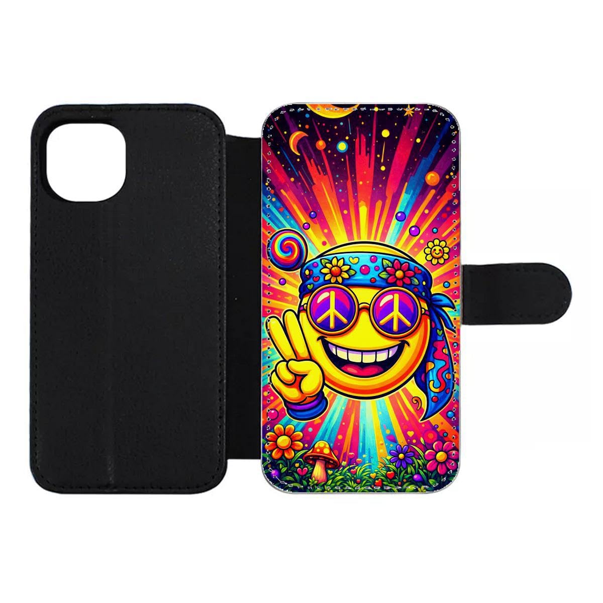 Housse iPhone 15 Plus cuir Smiley magnétique protège votre écran