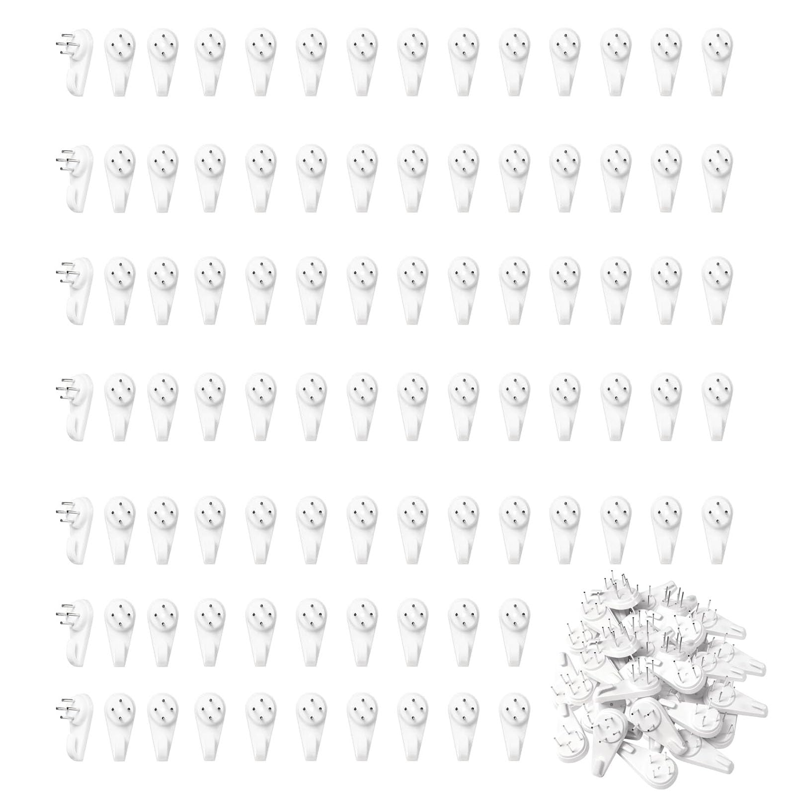 90pcs Non Trace Picture Hooks for Hard Walls,3cm Wall Hanging Hooks,Photo Hooks,Picture Hangers,Plastic Picture Hooks for plasterboard Walls no Nails,Small Hard Wall Picture Hook,Picture Hanging Hooks