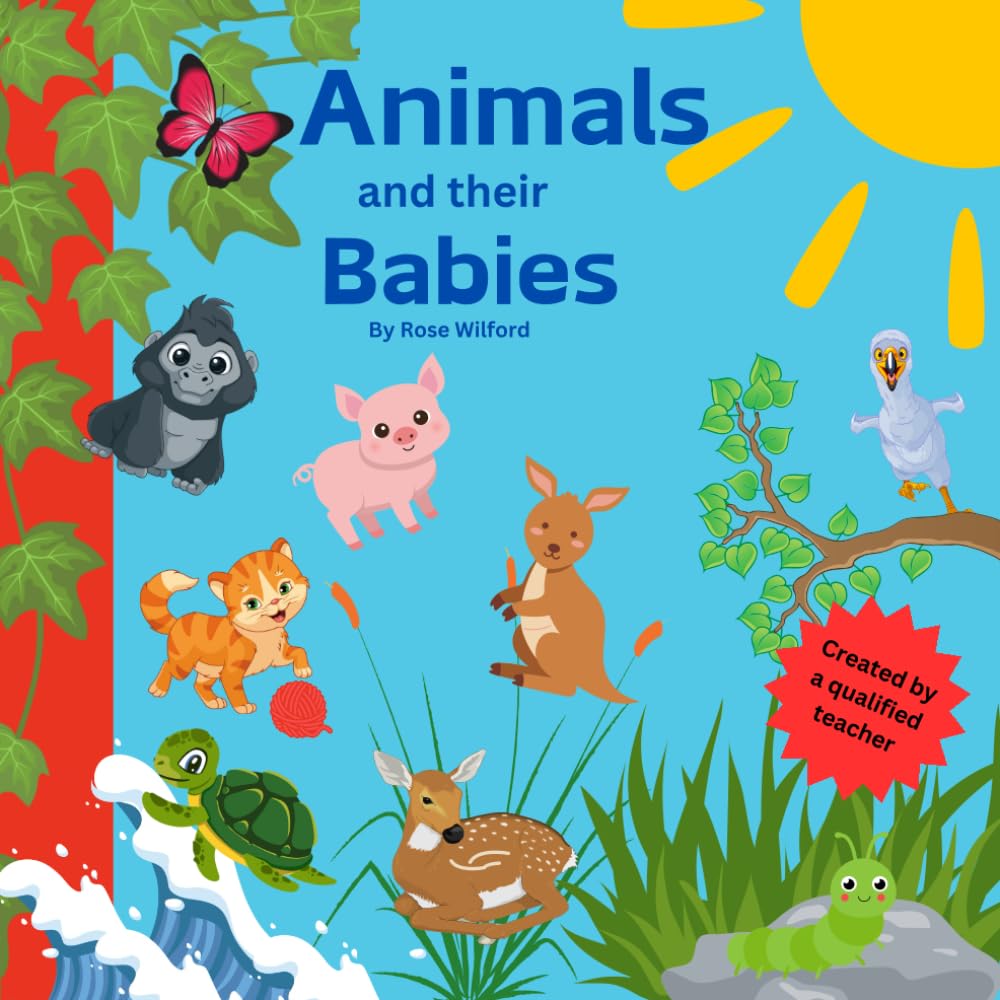 Animals and their babies. Learning the names of animals and the correct names for their babies