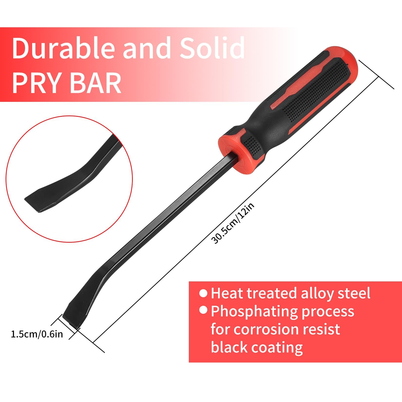 Multifunctional Pry Bar, Heavy Duty Vanadium Steel Crowbar Remove Chisel, Tire Disassemble Tool with Ergonomic Grip - Image 3