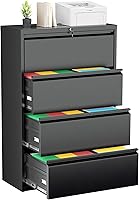 Vista 16 de Greenvelly Archivador Vertical de 18" D, Gabinete de 2 Cajones con Cerradura para Oficina en Casa, Metal Negro para Colgar Carpetas