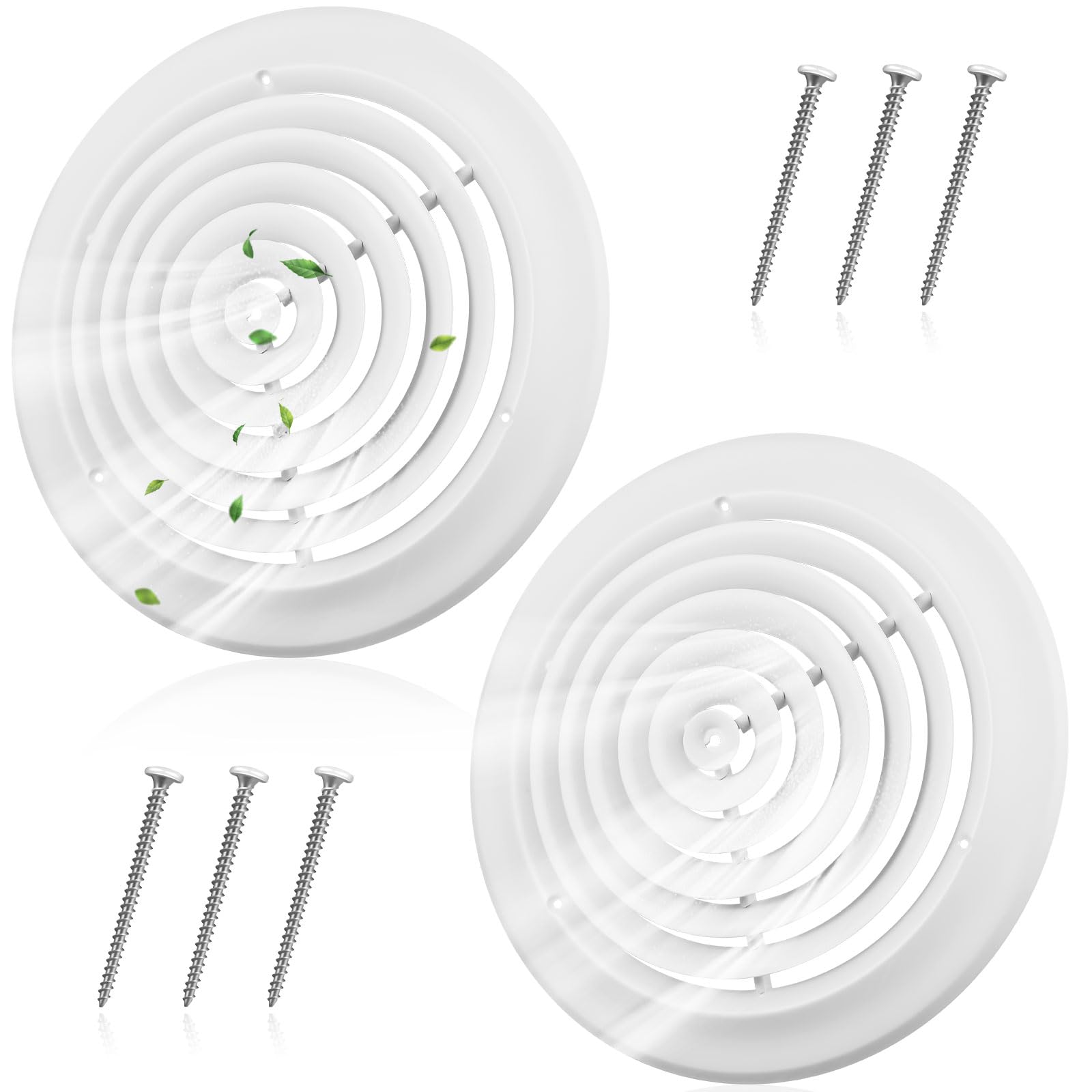 Therwen 2 Pcs 12 Inch Round Vent Cover, Ceiling Diffuser HVAC Vent Duct Cover Replacement with Screws to Install, Fitting in 12 Inch Duct, Outer Dimensions 15-15/16"