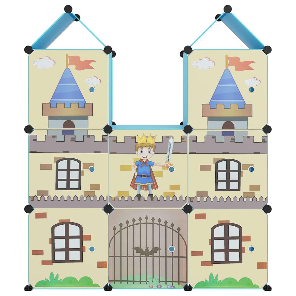 vidaXL Armoire de Rangement pour Enfants avec 8 Cubes Organisateur Stockage Tout-Petits Meuble de Rangement Maison Intérieur Bleu PP