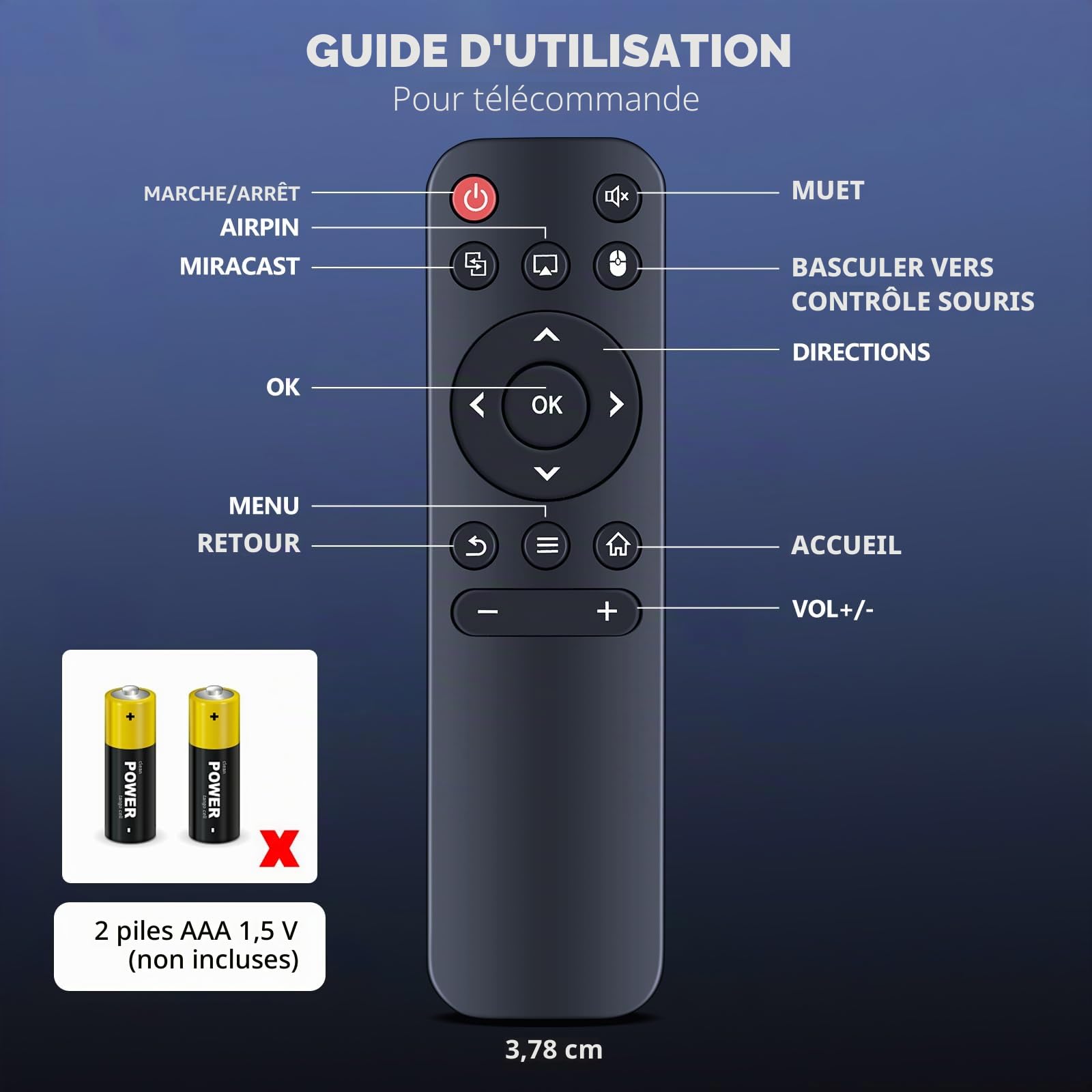 Télécommande de Remplacement pour Projecteur HY300, HY300 Pro, Compatible Gaimoo GM200, Xgody HY300Pro