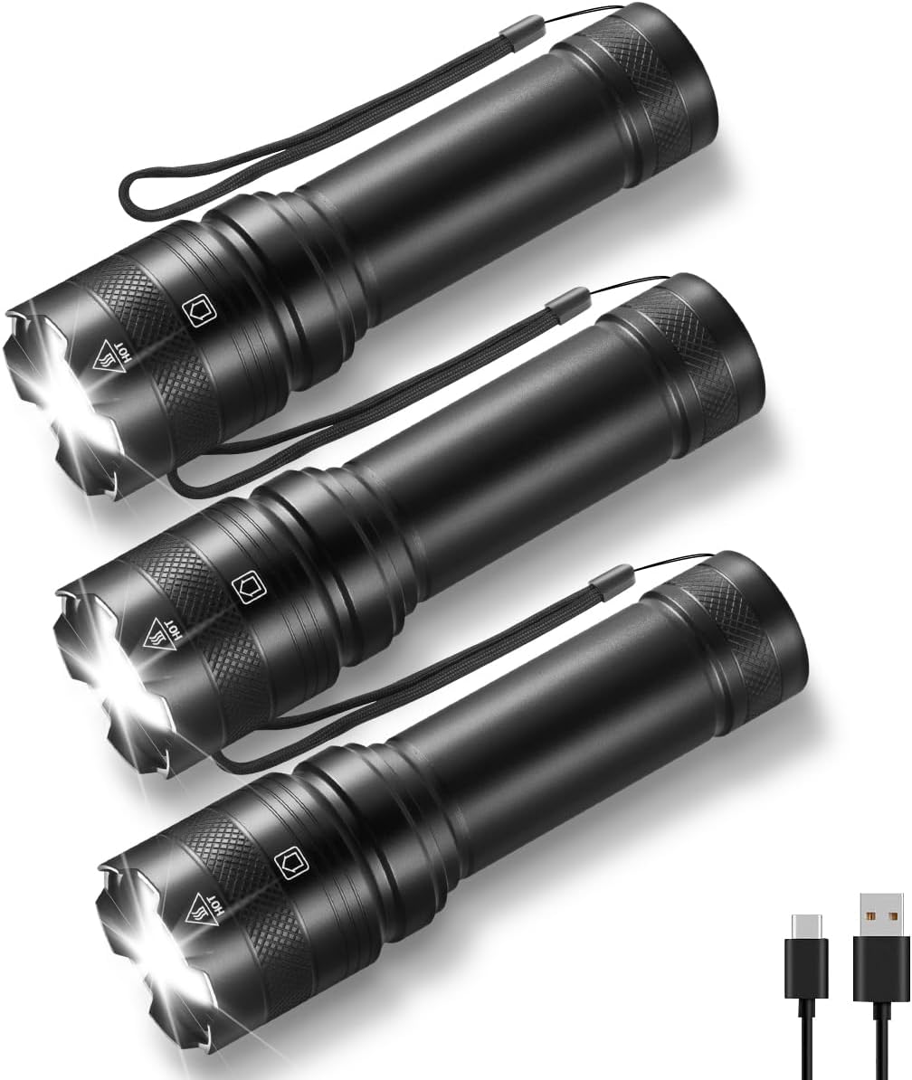 6Pack Rechargeable Flashlights High Lumens, Small Flashlight Powerful, Mini LED Flashlight Rechargeable, Handheld Tactical Flash Light, Super Bright Pocket Flashlights for Home Emergency Camping