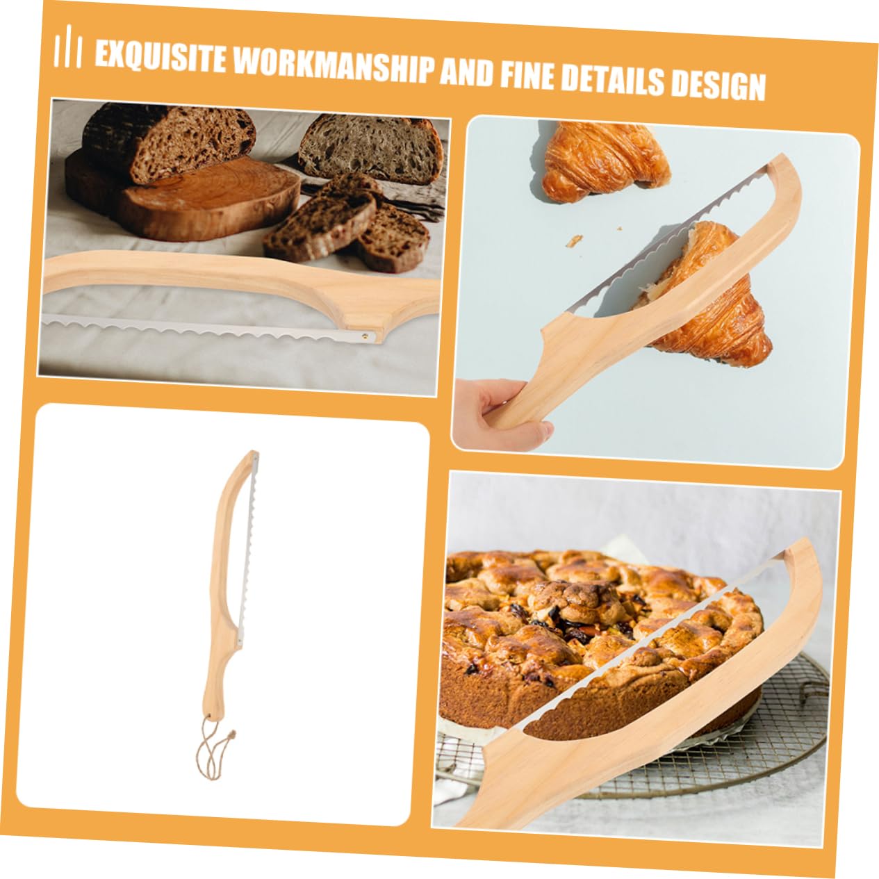 8pièces Couteau à Trancher Bois Et Acier Inoxydable Pour Gâteau Et Pâtisserie Outil De Cuisine Pratique Et Pour Tranchage Précis