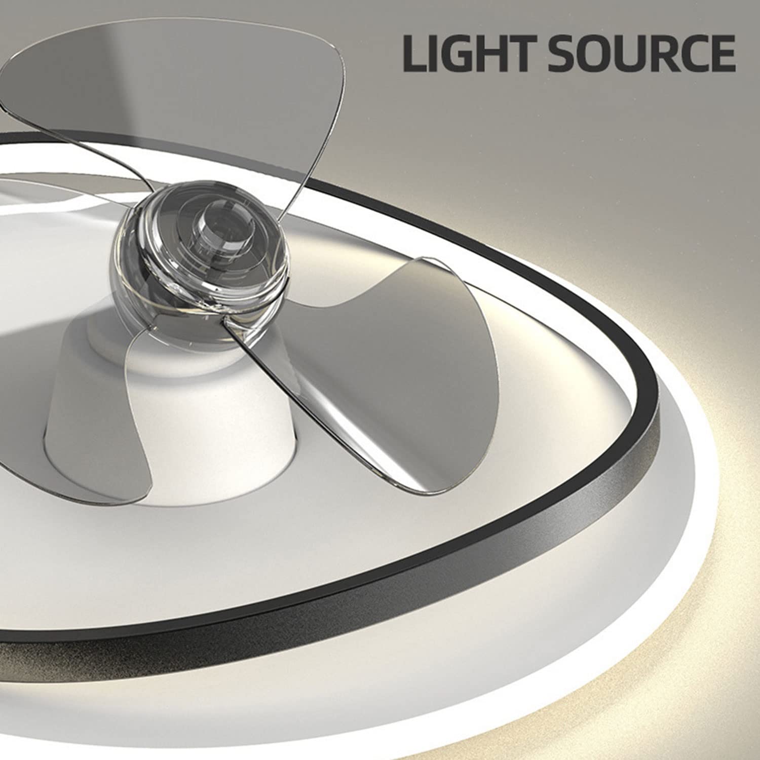 AIAO Ventilatore A Soffitto Con Luce LED 45W - Testa Oscillante 360°, Telecomando, Luci Dimmerabili A 3 Colori, Plafoniera Moderna Per Camera Da Letto E Soggiorno (Diametro 50cm, Pale Nere) - 3