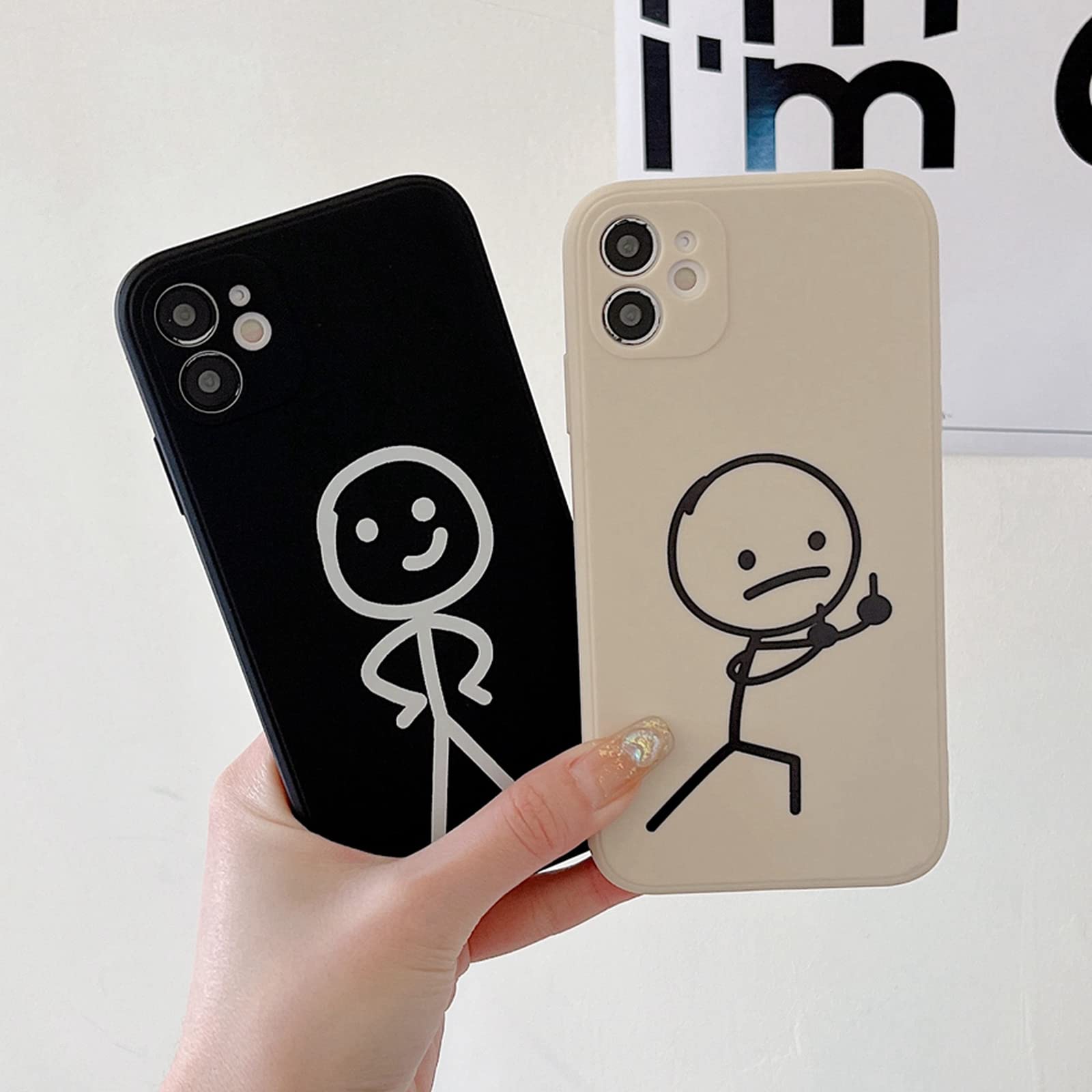 Amazon.co.jp: Qinine おかしい黒、白アートラインケース For iPhone 7
