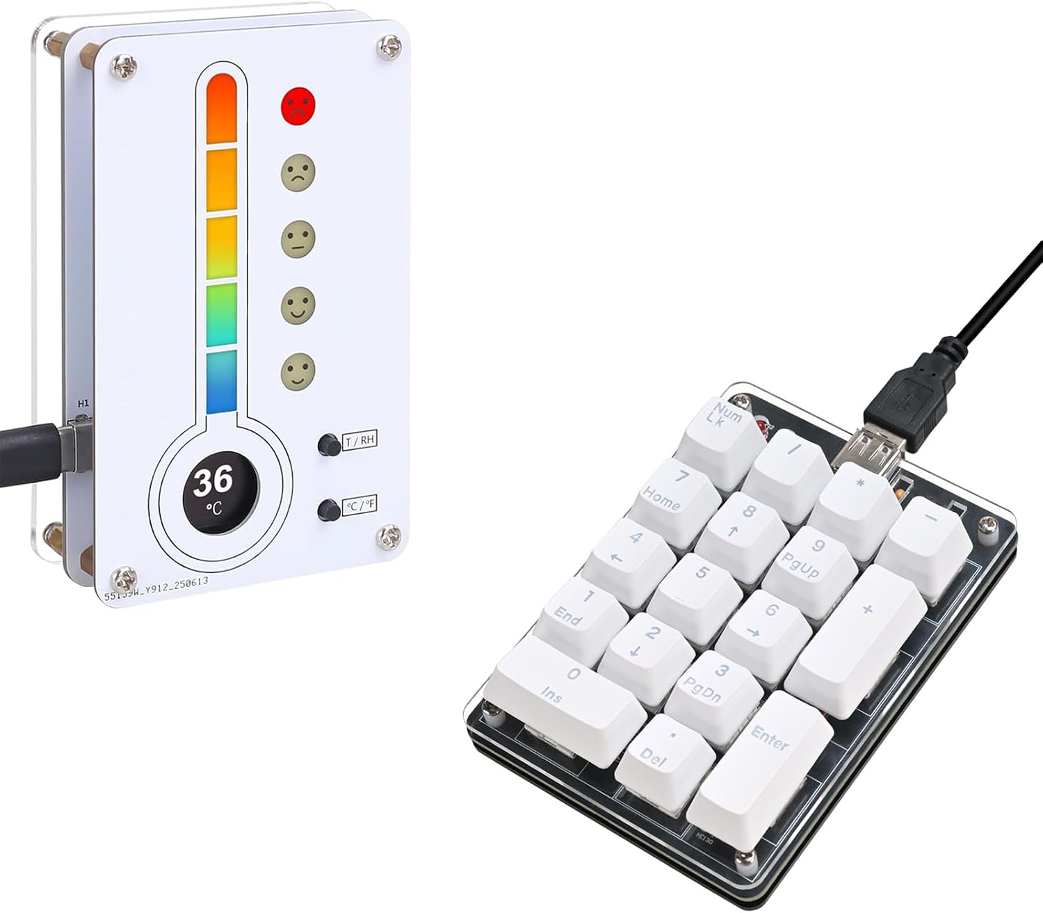 Icstation STEM Soldering Practice Kit Bundle – Digital Temperature & Humidity Meter with LED Display & 17-Key USB Mechanical Numeric Keypad – DIY Electronics Learning Projects for for PC & Home Lab
