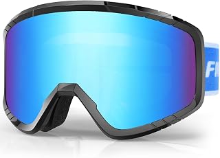 findway OTG Ski Goggles, snow/Snowboard Goggles for Men, Women Youth [Upgraded] Fit for All Helmet - Anti fog & glare & UV