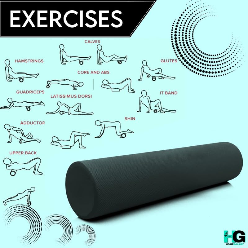 Image of Foam Roller for Exercise and Deep Tissue Massage Roller, Gym Exercise Roller, Workout Foam Roller for Knee Exercise and Pain Relief, Myofascial Release Roller for Back pain - 60 Cm Black