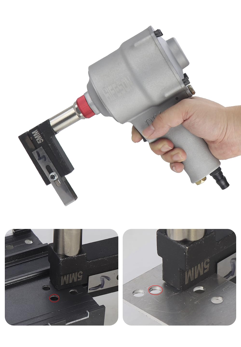 HIFESON Pneumatic Metal Hole Punch Tool,3mm Air Hole Puncher,Air Impact Drilling Machine,Hole Punching Tool Metal Driller