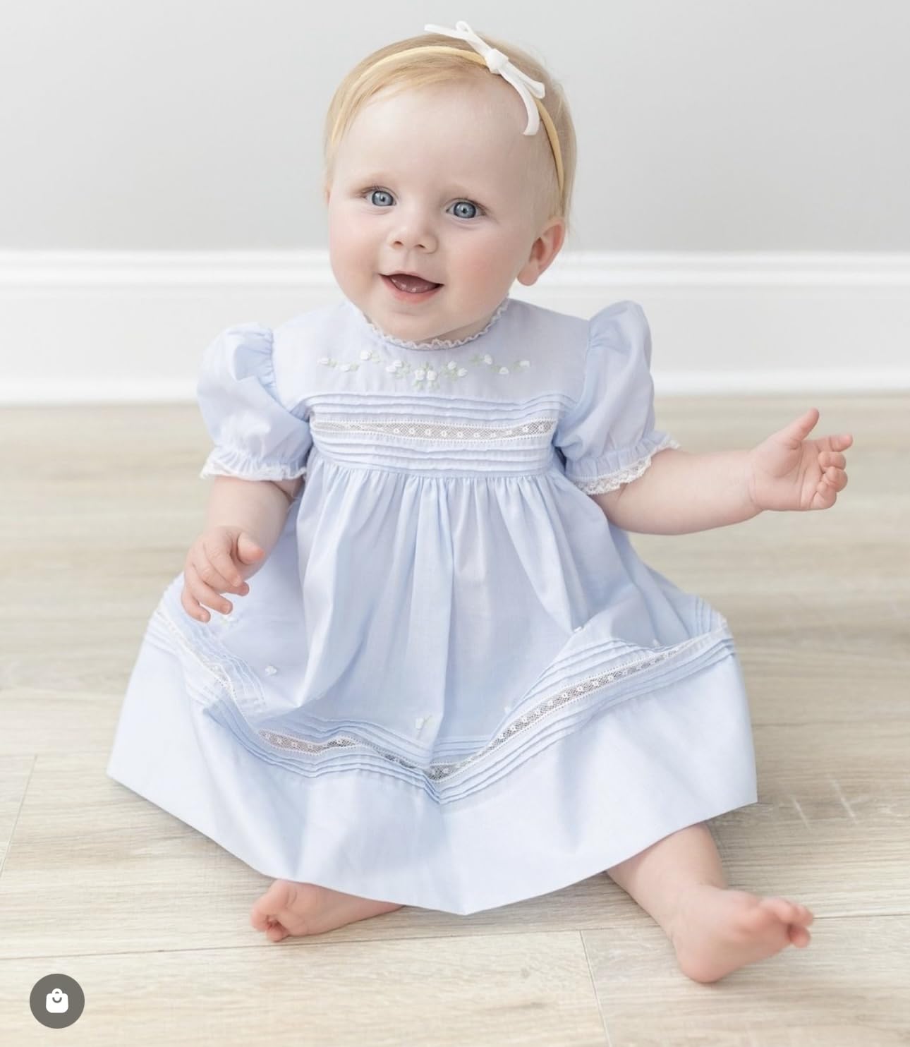 Feltman Brothers Baby Girls Blue Bullions Dress with Lace Trim 18 Months