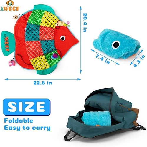 Miniatura 6 de Tapete para gatos, bonito tapete suave con hierba gatera, lavable a máquina, juguetes interactivos para gatos de interior (forma de peces)