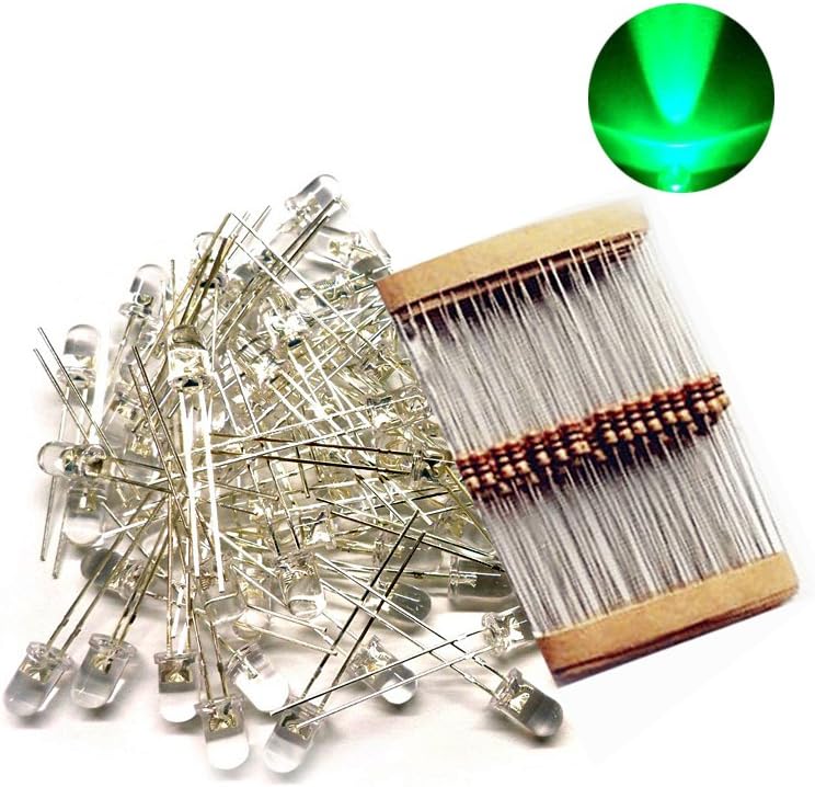 HIDREAM 5mm Clear LED Electronics Ultra Bright Green (Pack of 80)