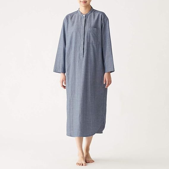 無印良品 パジャマ 二重ガーゼクルタ レディース ネイビー ルームワンピース ネグリジェ 通販 Amazon