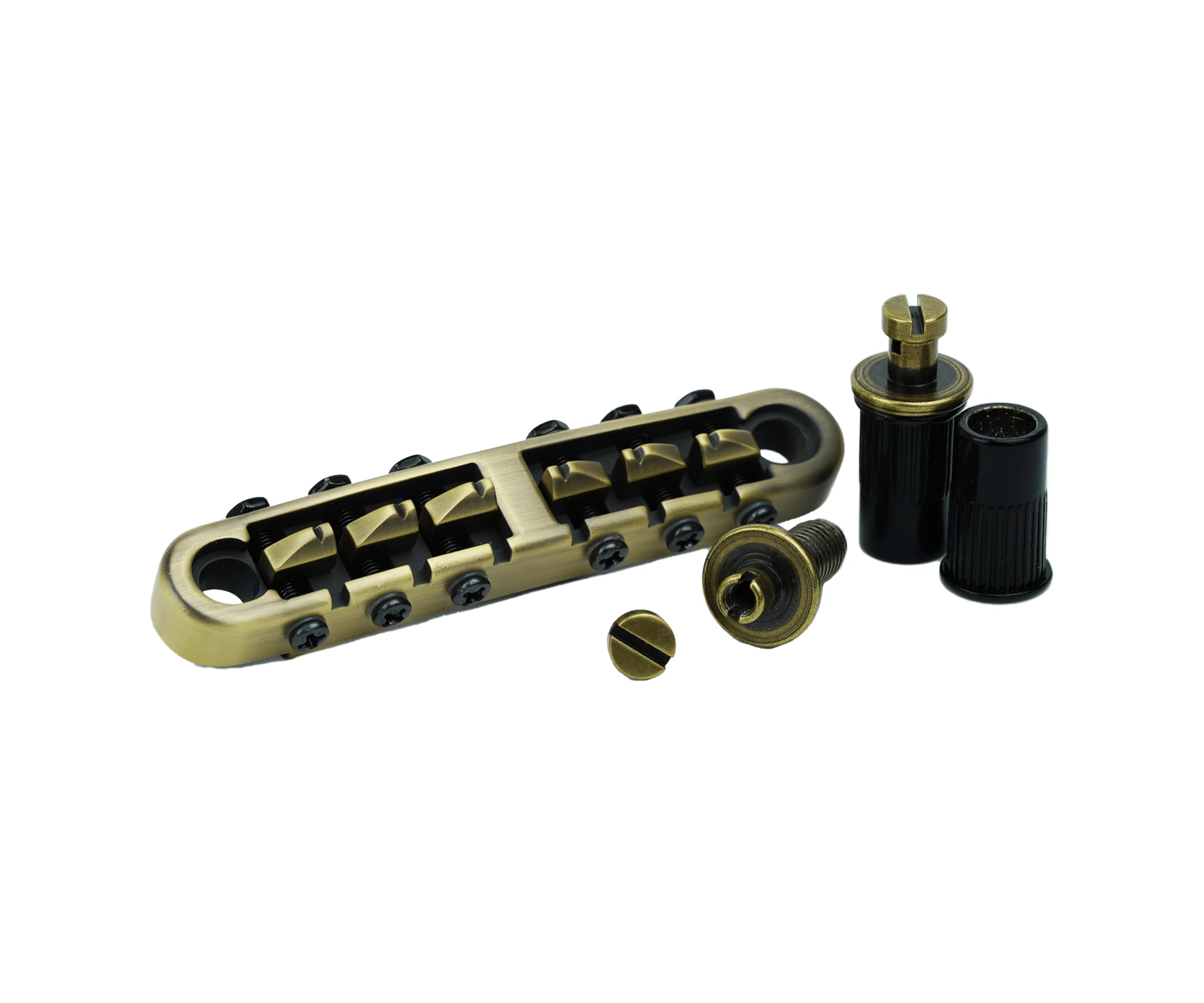Guyker Guitar Tune O Matic Bridge mit Nieten für 6-saitige E-Gitarre (GM001, Messing)