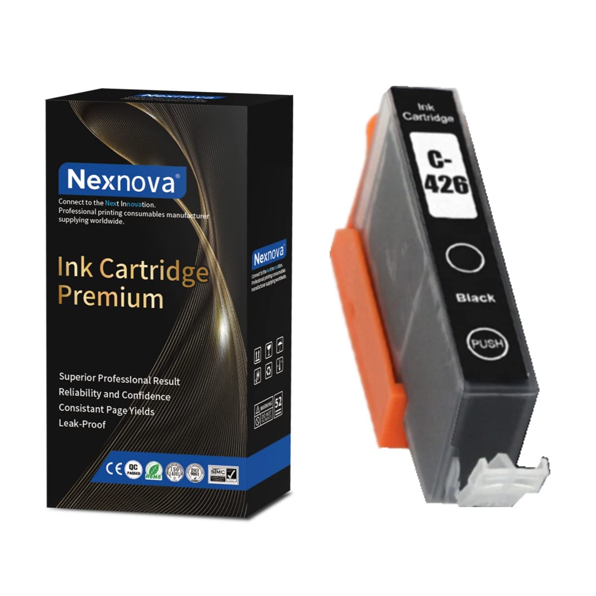 NexNova® Ink Cartridge CLI-426 for Canon Black CLI 426 for PIXMA iP4840 iP4940 iX6540 MG5140 MG5240 MG5340 MG6140 MG6240 MG8140 MG8240 MX714 MX884 MX894 10.5ml Dye Ink with Chip