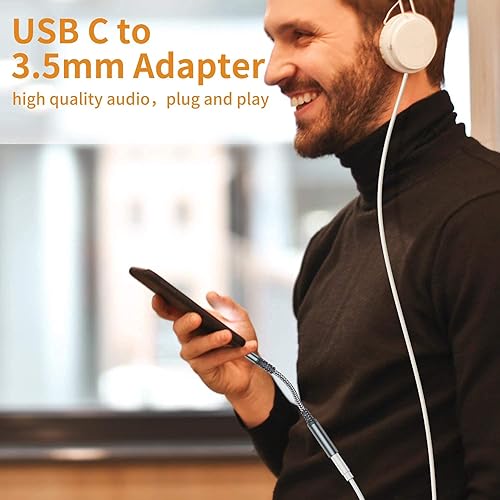 Miniatura 4 de Paquete de 2 adaptadores USB tipo C a hembra de 0.138 in, cable USB C a audio auxiliar, conector de auriculares compatible con iPhone 1716 Pro Max15