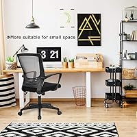 Vista 7 de Silla de escritorio de malla para computadora con brazos de apoyo lumbar, elegante silla ejecutiva moderna y giratoria con soporte lumbar