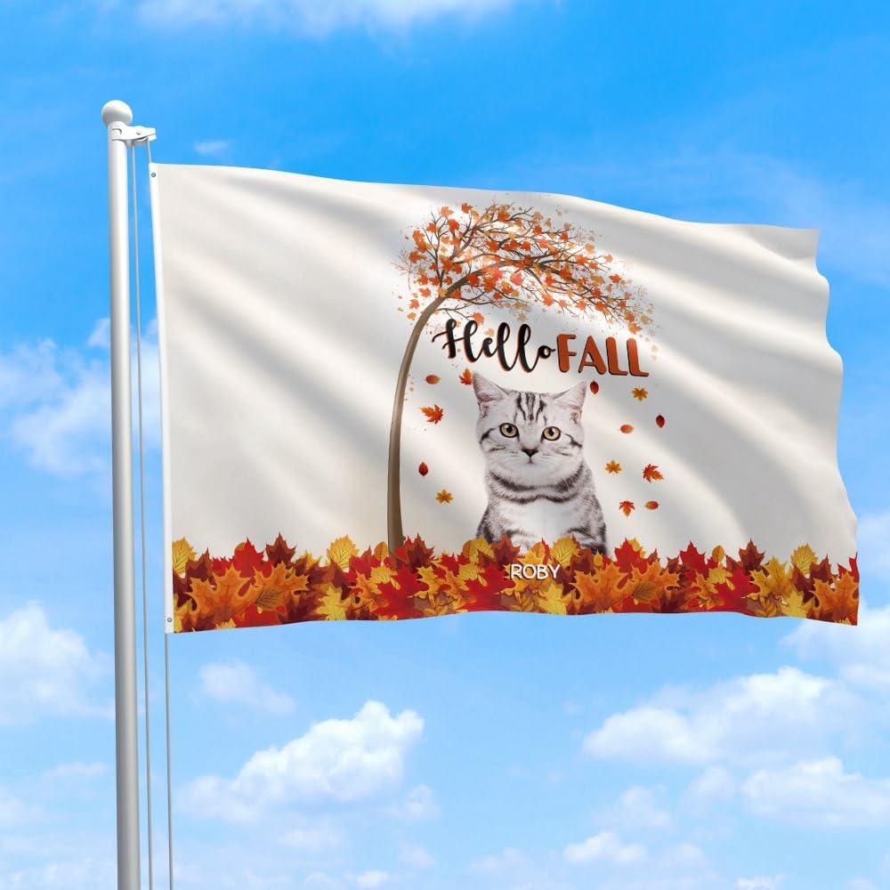 DLZDN Gartenflagge 'Hello Fall' Mit Schwarzem Labrador & Kürbissen – Herbstdeko