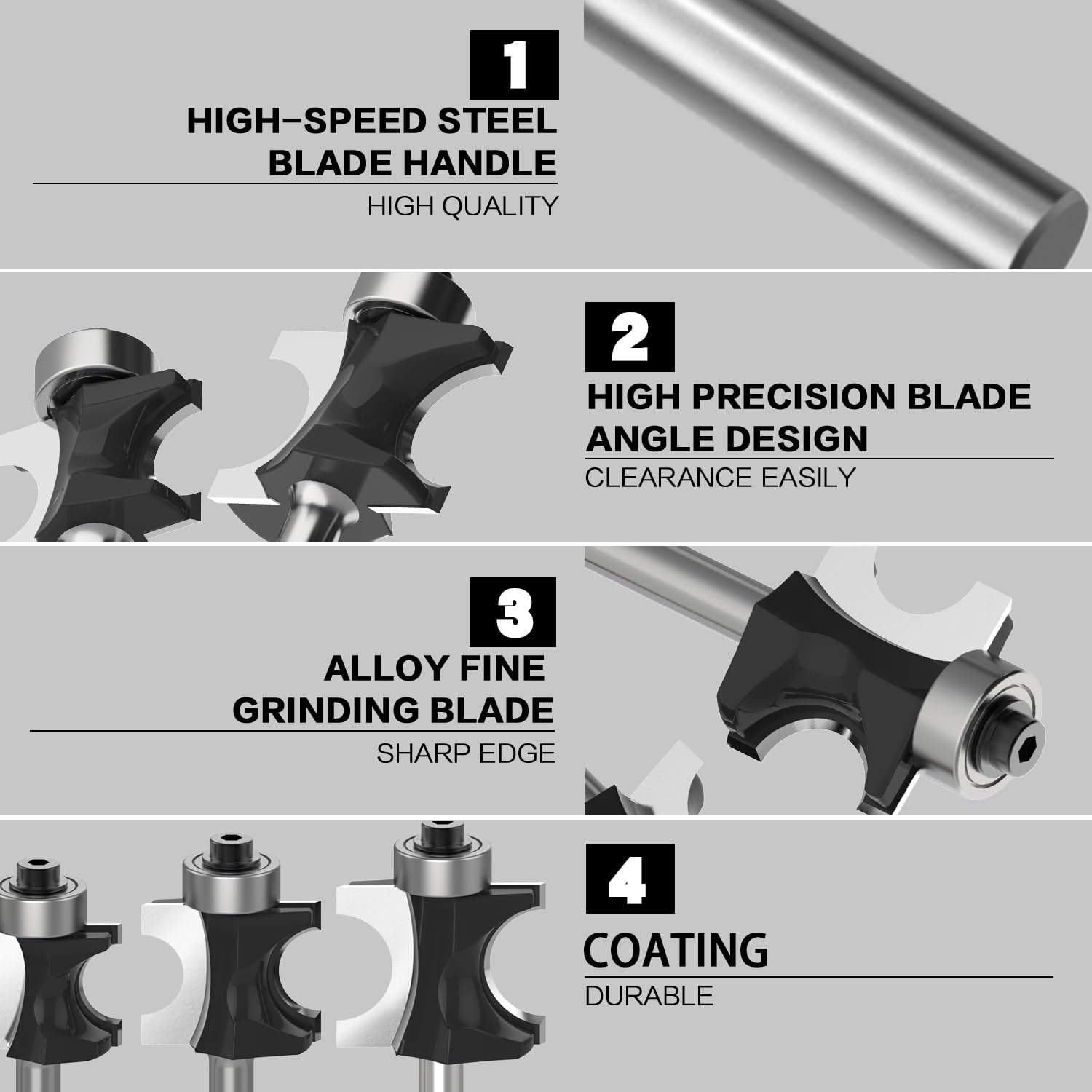 Large Half Round Router Bit Picture Frame Router Bit 1/4 X 1/2 Inch Double Flute Bull Nose Half ...