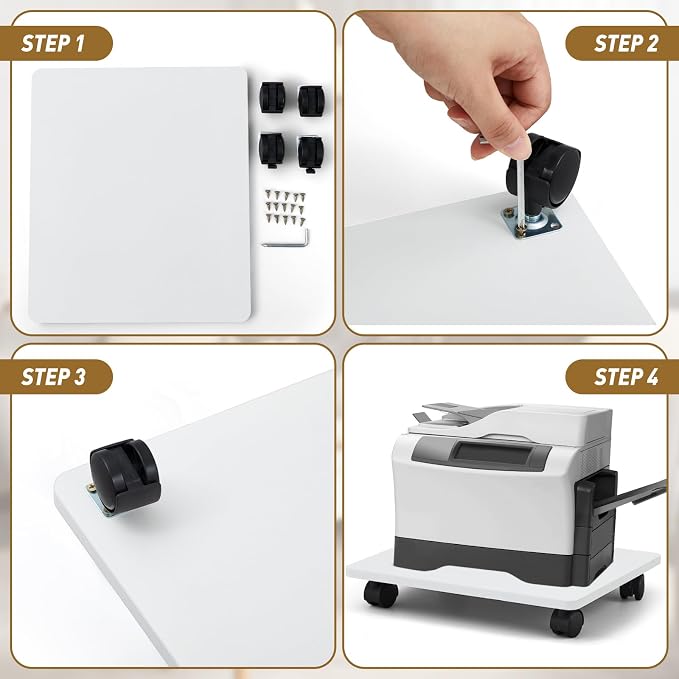 Soporte para impresora Beeveer 2 piezas con ruedas y estante miniatura 4