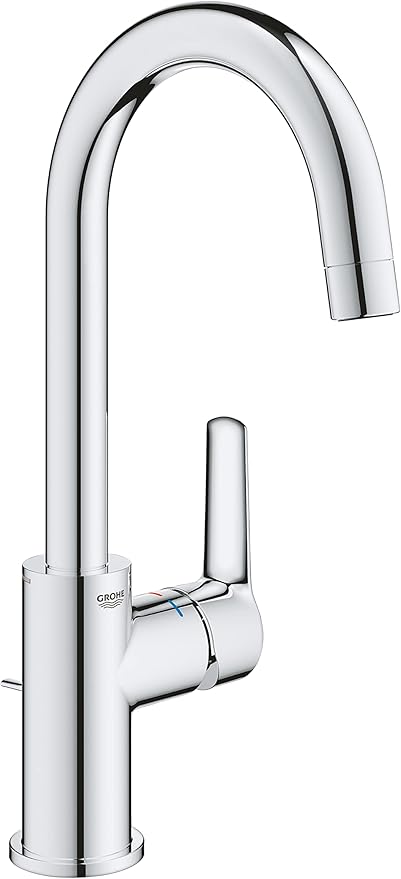 Grohe Start QuickFix- Grifo de lavabo monomando L (caño alto en C giratorio, vaciador automático, menor consumo de agua,instalación rápida, altura 311mm), cromo, 24203002