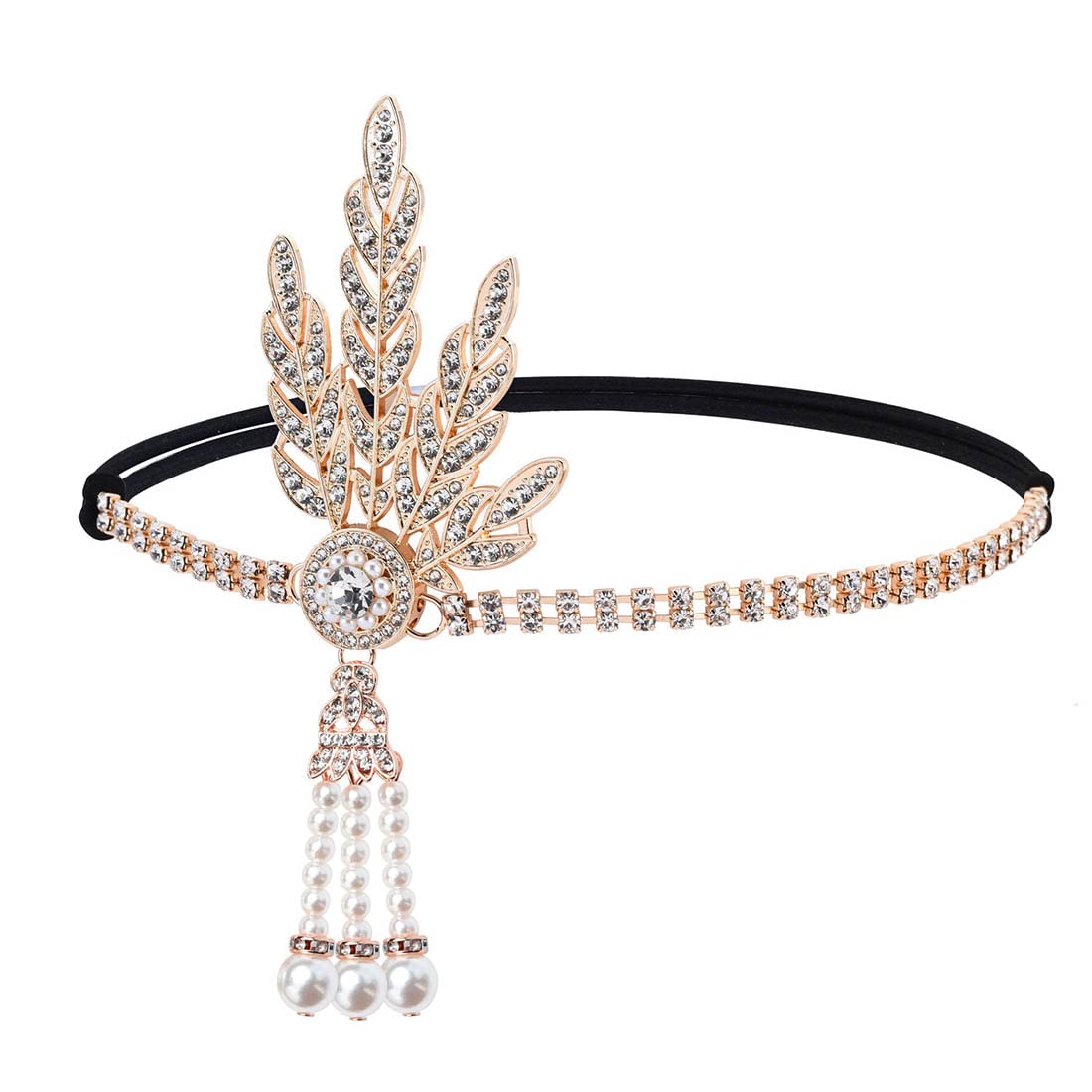 Prosy Feder Stirnband 1920er Jahre – Glitzer-Kopfschmuck Mit Kristallen Für Gatsby-Partys, Gold