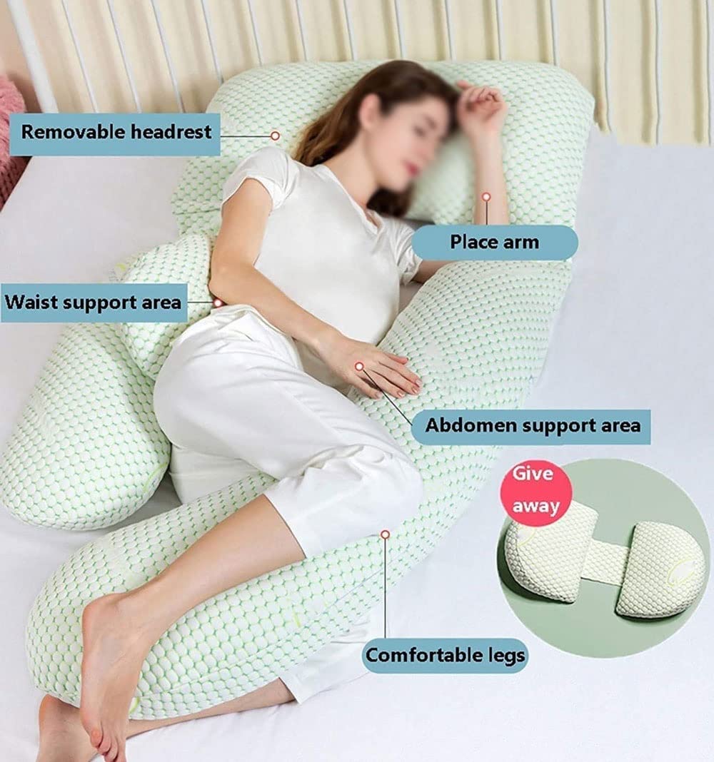Almohada de Lactancia, Almohada de Embarazo, Almohada de Cuerpo Entero Desmontable en Forma de U, Almohada de Lactancia y Maternidad para Soporte de Espalda, Caderas, piernas y Vientre para