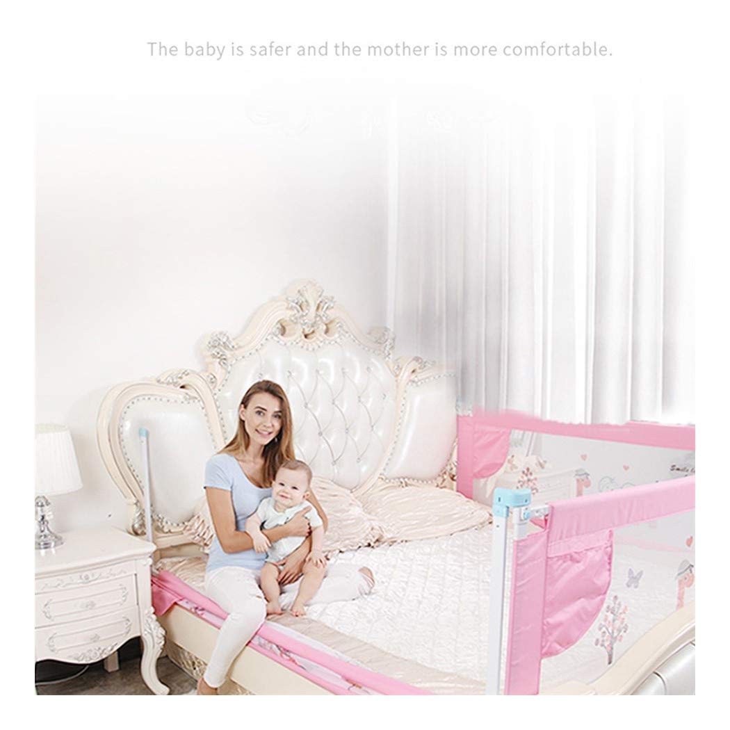 Valla de cama infantil anticaída con sistema vertical hacia abajo de 150 cm rosa
