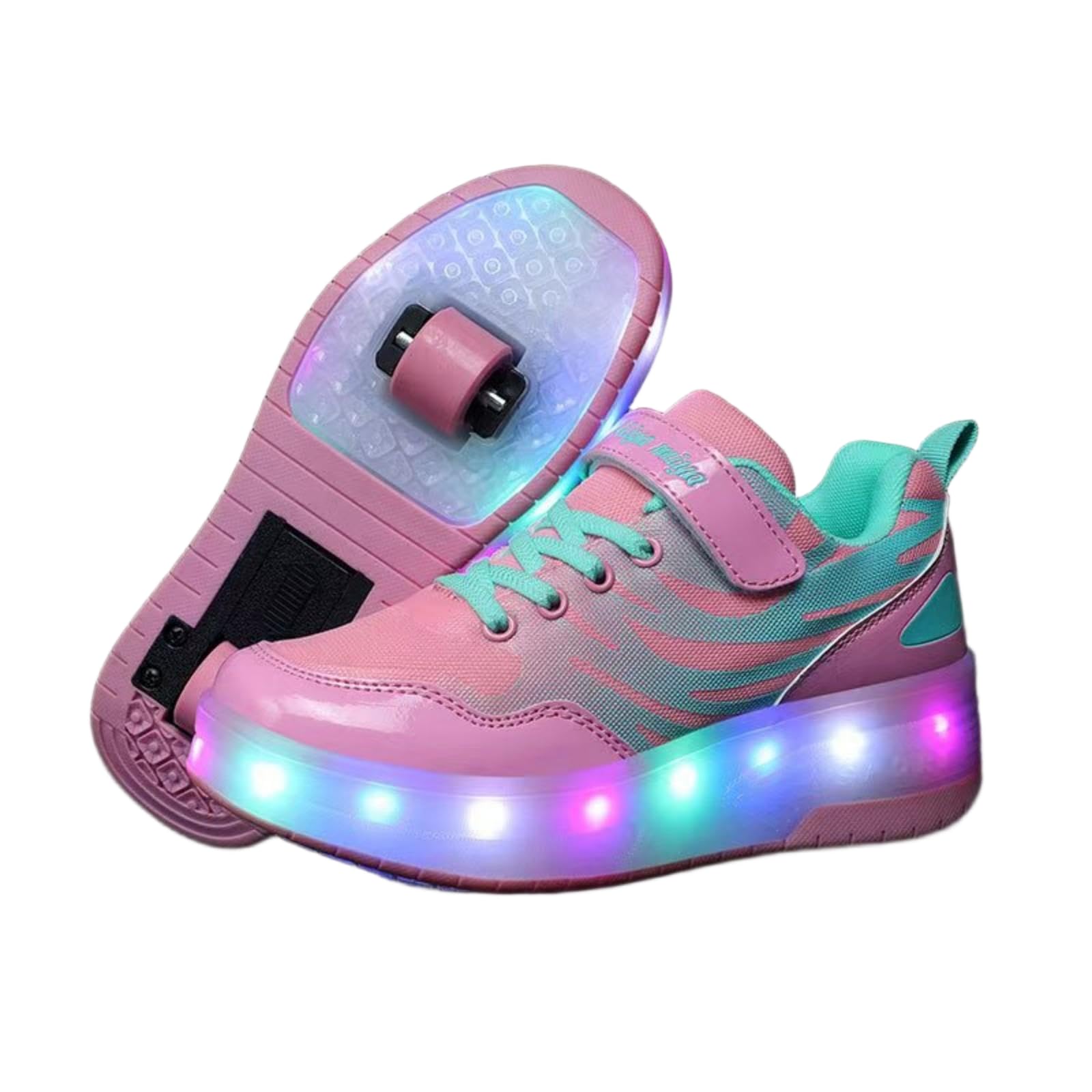 JJDFW - Tenis unisex para niños con ruedas LED con gancho y bucle