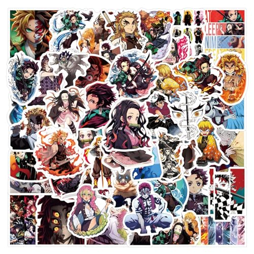 55pcs Demon Anime Slayer Stickers for Teens Teen-Age Hot Cartoon Sticker for Water Bottle Laptop Waterproof Vinyl Decals for Teen Adult Party Supply Favor Decor(Colourful-A)