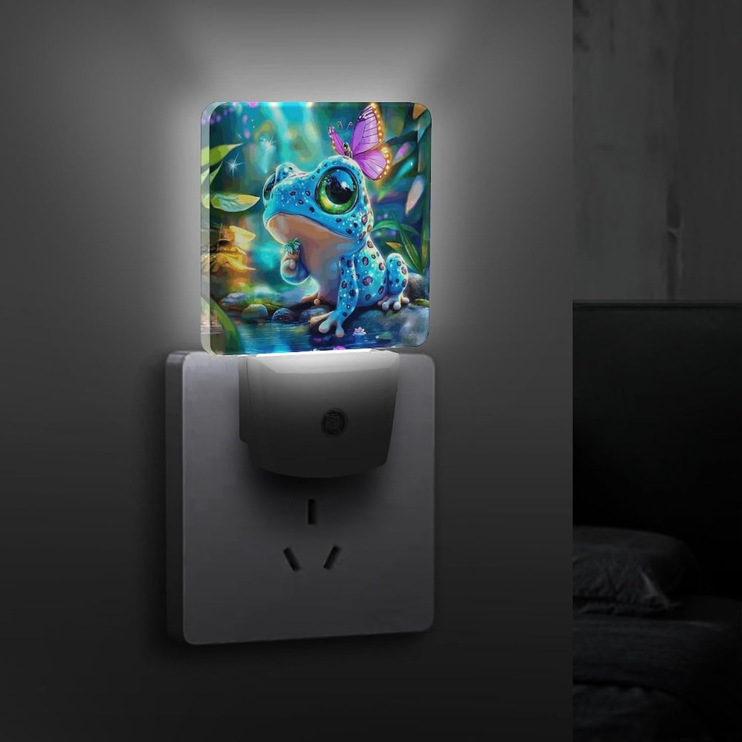 Blue Frog LED Night Light Plug-In Wall Nightlight, Decor 11.5x7.5x5cm image 4